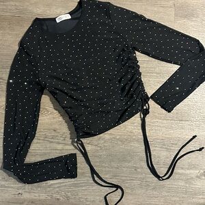 NWT Black Mesh With Stone Crop Top For Women Size s